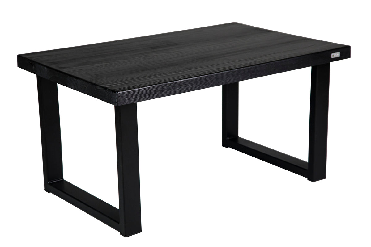 Black spruce coffee table with a minimalist design and natural wood finish, adding style to any living room.