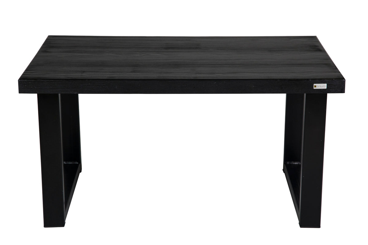 Black spruce coffee table with a minimalist design and natural wood finish, adding style to any living room.