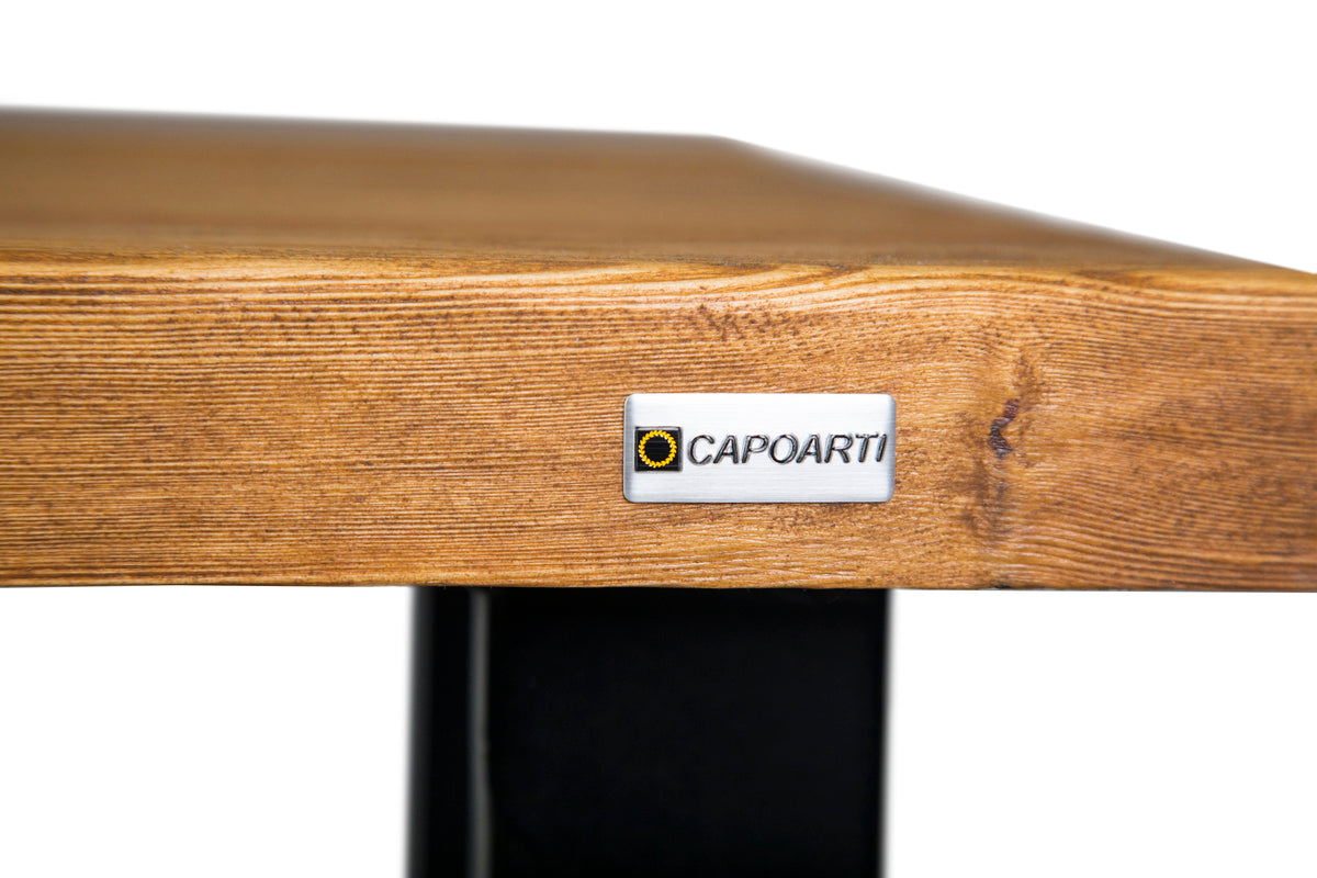 Brown spruce corner office desk with a spacious work surface and a sleek, modern design for any workspace.