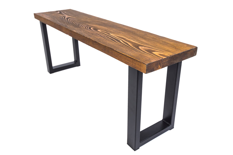 Brown wooden spruce bench with a simple, natural design and sturdy legs, perfect for adding rustic charm to any space.