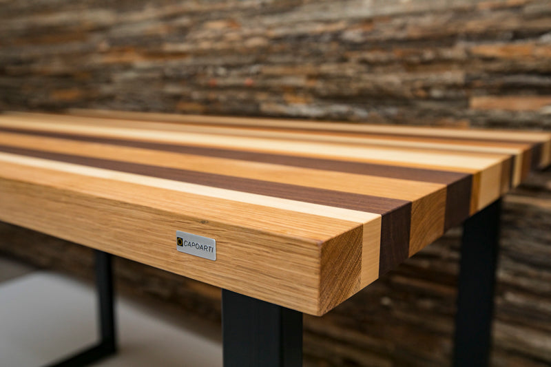 Multi-color dining table with a vibrant design, blending various hues for a bold and modern look in any dining space.