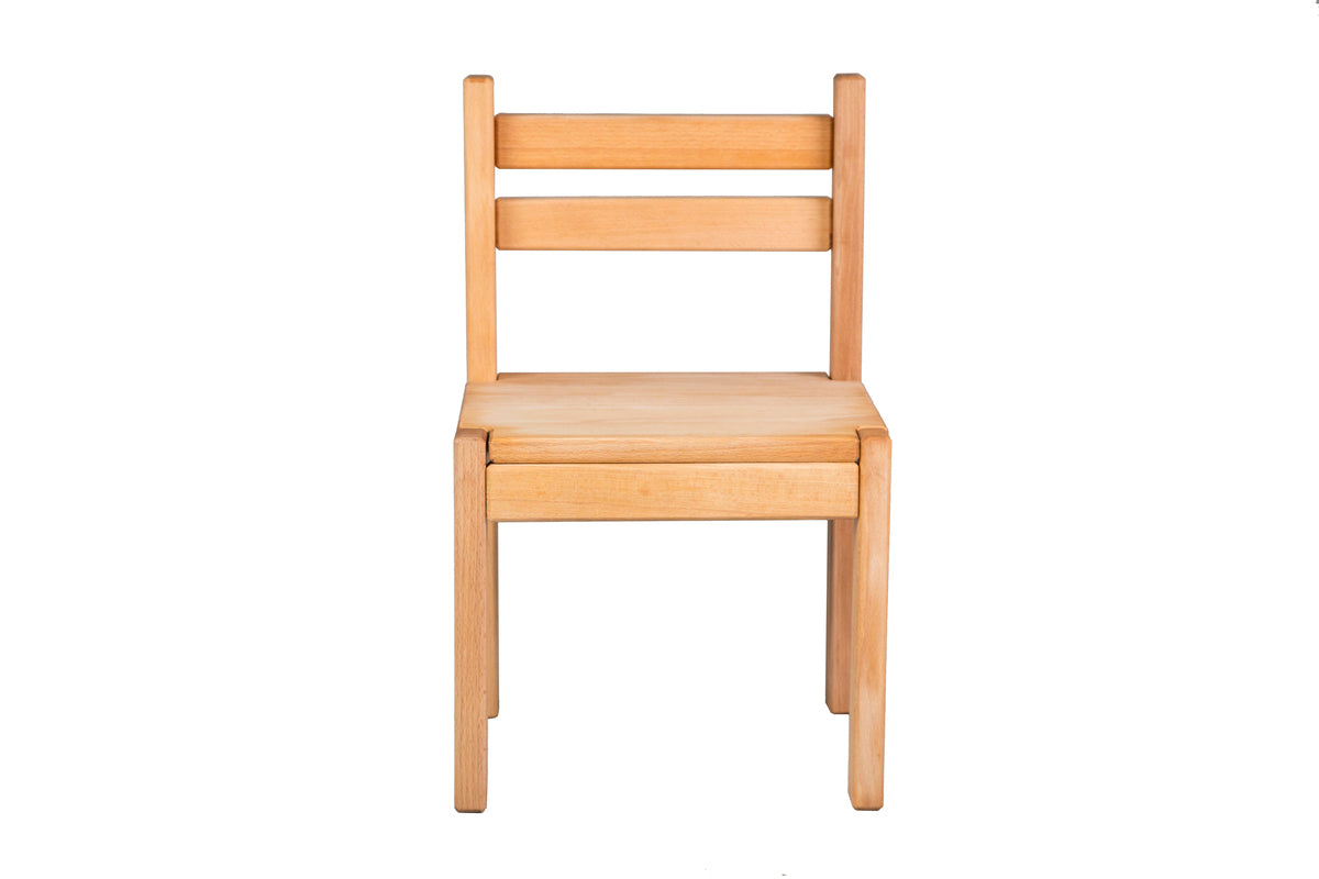 Wooden kids chair with a simple, sturdy design, featuring a smooth finish and comfortable seat for young children.