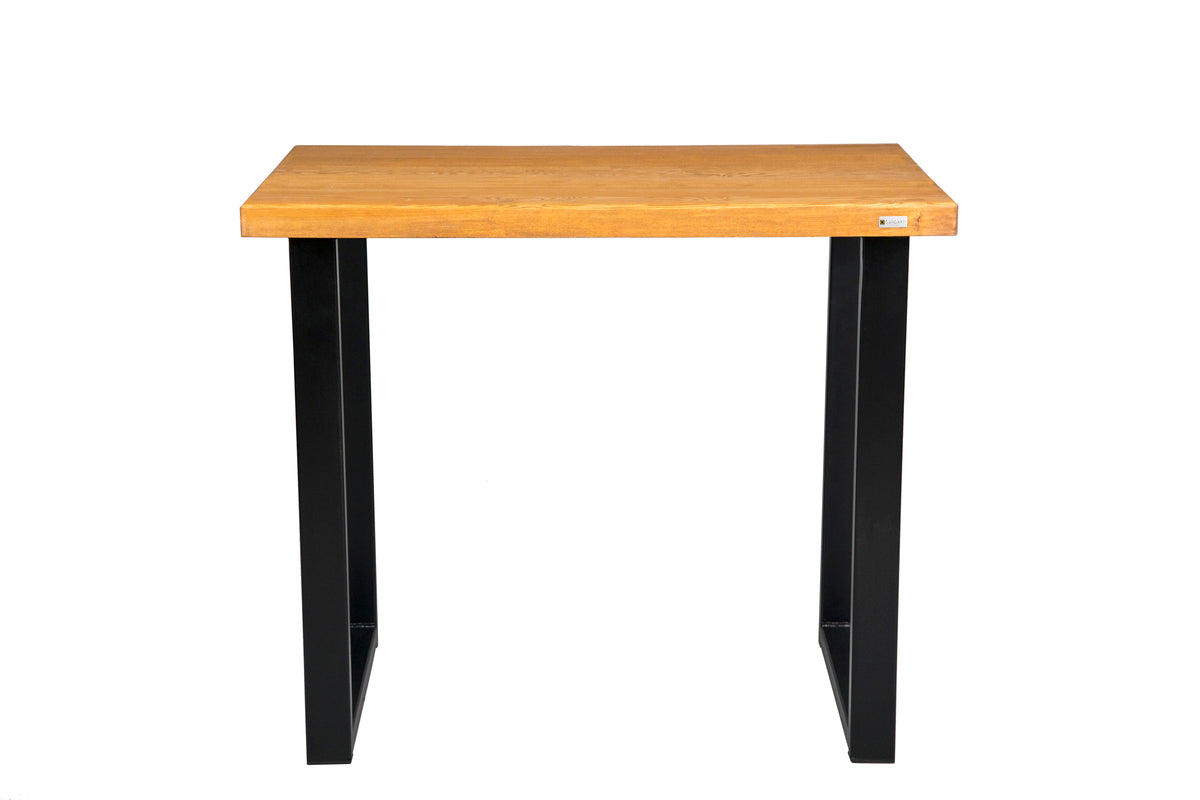 Wooden spruce table with a smooth finish, featuring a sturdy construction and simple, rustic design.
