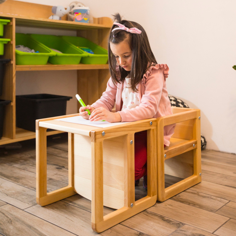 CUBE Wooden Kids Stool & Table