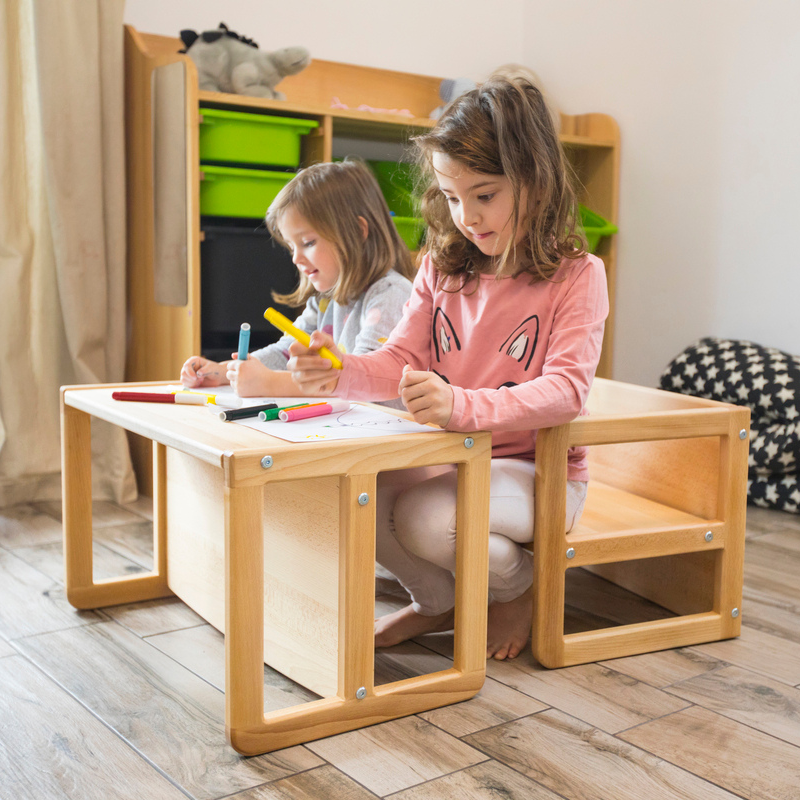 CUBE Wooden Kids Bench & Table