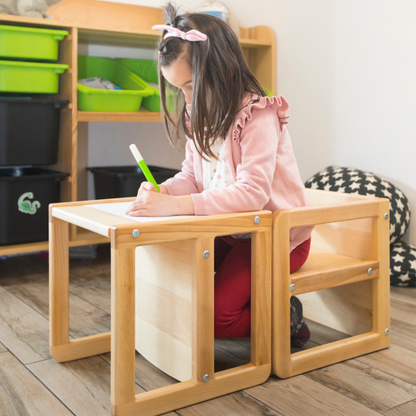 CUBE Wooden Kids Stool & Table
