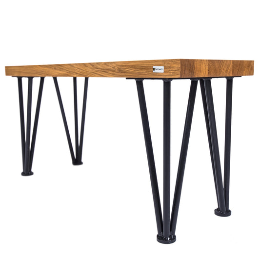 Scandinavian Style Hairpin Oak Bench