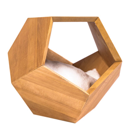 Geometric Pentagon Wooden Cat Cave