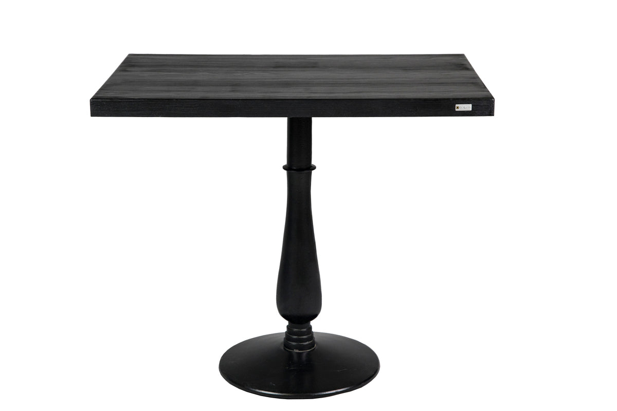 Black bar spruce table with a sleek, modern design and sturdy wood construction, perfect for a stylish, contemporary space.