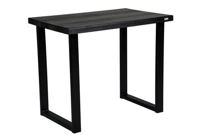 Black spruce desk with a sleek, modern design and spacious surface, perfect for home or office use.