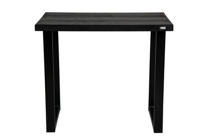 Black spruce desk with a sleek, modern design and spacious surface, perfect for home or office use.