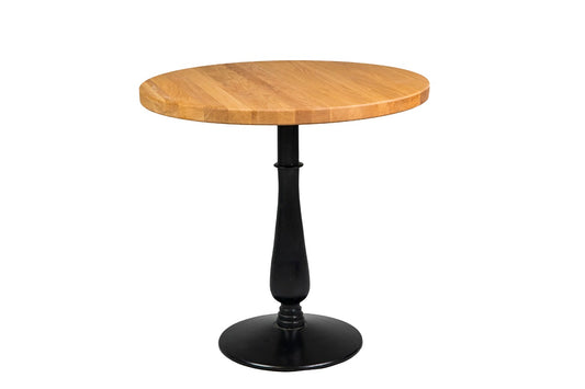 Industrial style bar table with a sleek metal frame and wooden top, offering a modern, rustic look for any space.