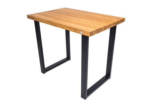 Industrial style oak desk with a sturdy wood surface and metal frame, combining rustic and modern elements for a unique look.
