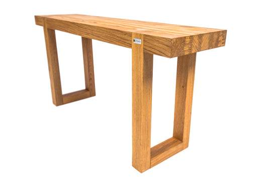Natural oak rectangle bench with a smooth finish, offering a simple yet elegant seating option for any space.