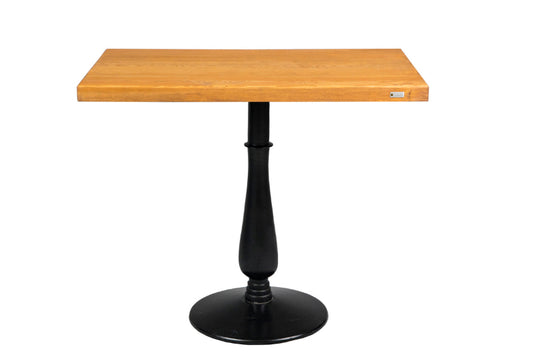 Wooden bar table with a classic design, featuring a sturdy wooden top and sleek legs for a timeless, rustic look.