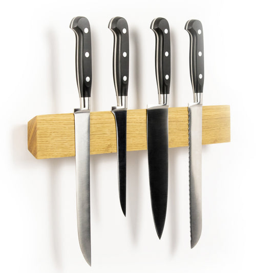 Wall-Mounted Magnetic Knife Holder in Solid Oak