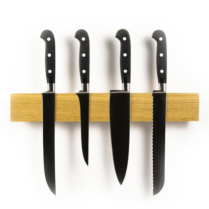 Wall-Mounted Magnetic Knife Holder in Solid Oak